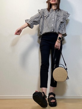 「Cozyyoung（コージーヤング）のアイテム」を使った、高野軍曹さん（レディース・158cm）の夏コーディネート