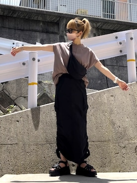 「at.（アット）のアイテム」を使った、高野軍曹さん（レディース・158cm）の夏コーディネート