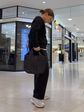 「russet（ラシット）のナイロンラフィア2WAYトートバッグ（トートバッグ、ブラック系）」を使った、yyuuuさん（レディース・158cm）の春コーディネート