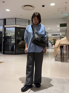 「russet（ラシット）のトライアングルショルダーバッグ（ショルダーバッグ、ブラック系）」を使った、yyuuuさん（レディース・158cm）の夏コーディネート