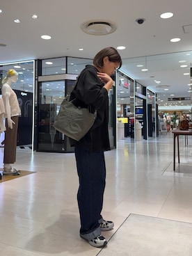 「russet（ラシット）の【撥水】2WAYタウントートバッグ <ナイロン>（トートバッグ、グレー系）」を使った、yyuuuさん（レディース・158cm）の夏コーディネート