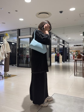 「russet（ラシット）のレザー2WAYショルダーバッグ（ショルダーバッグ、ブルー系）」を使った、yyuuuさん（レディース・158cm）の夏コーディネート