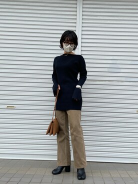 「CLANE（クラネ）のアイテム（ショルダーバッグ）」を使った、sakiさん（レディース・156cm）の冬コーディネート