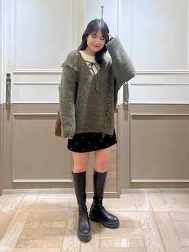 「LOWRYS FARM（ローリーズファーム）のアイテム（ブーツ）」を使った、sachiさん（レディース・160cm）の秋コーディネート