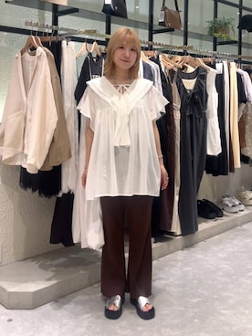 sachiさんの「カットリブセミフレアパンツ 496537」を使ったコーディネート