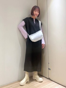 「LOWRYS FARM（ローリーズファーム）のステンレスプレートネックレス　973053（ネックレス）」を使った、sachiさん（レディース・160cm）の秋コーディネート