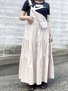 「JUNOAH（ジュノア）のアイテム（サロペット/オーバーオール）」を使った、よっぴさん（レディース・159cm）の夏コーディネート