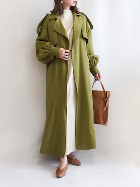 「ピスタチオ」｜「アイテム（トレンチコート）」を使った、haushinkaさん（レディース・157cm）の冬コーディネート