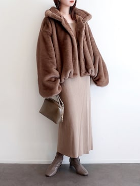 「アイテム（イヤーカフ）」を使った、haushinkaさん（レディース・157cm）の冬コーディネート