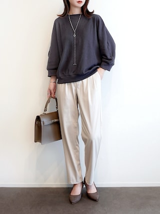 「ikka(イッカ)のタックフライスドルマンプルオーバー(Tシャツ/カットソー)」を使った、haushinkaさん(レディース・157cm)の秋コーディネート