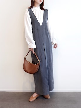 「アイテム（ジャンパースカート）」を使った、haushinkaさん（レディース・157cm）の秋コーディネート