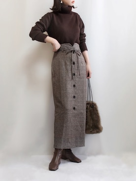 「RIVE DROITE（リヴドロワ）のニュアンスモチーフイヤリング（イヤリング）」を使った、haushinkaさん（レディース・157cm）の秋コーディネート