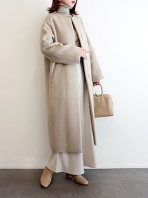 IENA（イエナ）の「ラムウールノーカラーロングコート◇（ノーカラー