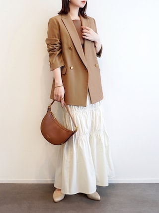 NOBLE ピークドラぺルダブルジャケット ベージュ　34 ノーブル ピークドラペルダブルジャケット テーラードジャケット