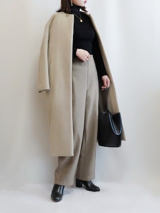 IENA（イエナ）の「ラムウールノーカラーロングコート◇（ノー