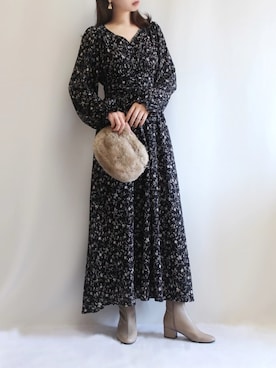 「RIVE DROITE（リヴドロワ）のニュアンスモチーフイヤリング（イヤリング）」を使った、haushinkaさん（レディース・157cm）の秋コーディネート