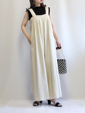 「KBF（ケイビーエフ）のアイテム（オールインワン・サロペット）」を使った、haushinkaさん（レディース・157cm）の夏コーディネート