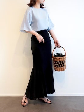 「RIVE DROITE（リヴドロワ）のニュアンスモチーフイヤリング（イヤリング）」を使った、haushinkaさん（レディース・157cm）の夏コーディネート