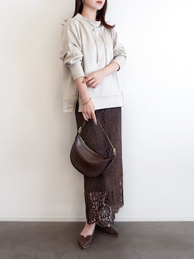 「アイテム（イヤリング）」を使った、haushinkaさん（レディース・157cm）の冬コーディネート