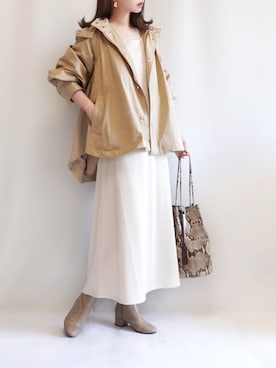 「巾着バッグ」｜「アイテム（マウンテンパーカー）」を使った、haushinkaさん（レディース・157cm）の春コーディネート