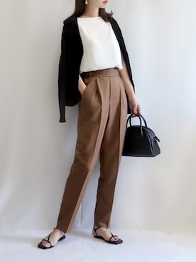 「RIVE DROITE（リヴドロワ）のニュアンスモチーフイヤリング（イヤリング）」を使った、haushinkaさん（レディース・157cm）の夏コーディネート