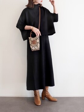 「Chez toi（シェトワ）のアイテム（ワンピース/ドレス）」を使った、haushinkaさん（レディース・157cm）の冬コーディネート