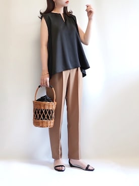 「ecrire×haushinka」｜haushinkaさん（レディース・157cm）の夏コーディネート