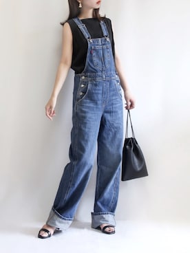 「Levi's（リーバイス）のアイテム（サロペット/オーバーオール）」を使った、haushinkaさん（レディース・157cm）の夏コーディネート