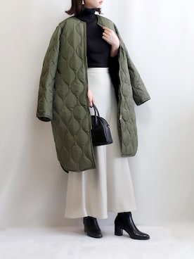 「RIVE DROITE（リヴドロワ）のニュアンスモチーフイヤリング（イヤリング）」を使った、haushinkaさん（レディース・157cm）の冬コーディネート