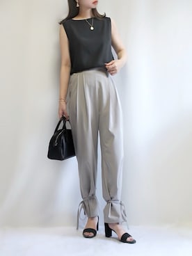 「RIVE DROITE（リヴドロワ）のニュアンスモチーフイヤリング（イヤリング）」を使った、haushinkaさん（レディース・157cm）の夏コーディネート