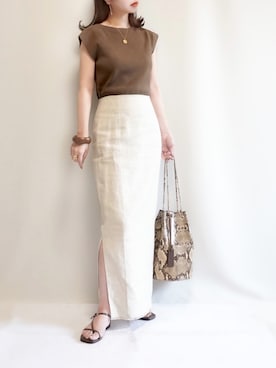 「CENE（セネ）の【CENE】セネ/ ビッククロスリング（リング）」を使った、haushinkaさん（レディース・157cm）の夏コーディネート