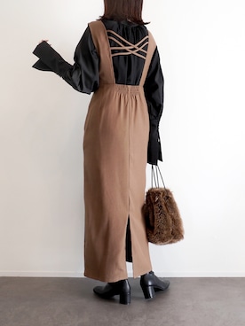 「ecrire×haushinka」｜haushinkaさん（レディース・157cm）の冬コーディネート