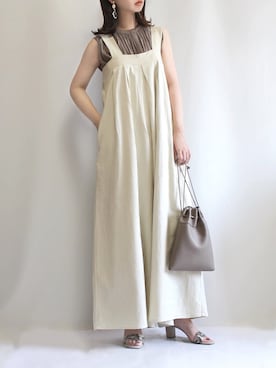 「KBF（ケイビーエフ）のアイテム（オールインワン・サロペット）」を使った、haushinkaさん（レディース・157cm）の夏コーディネート