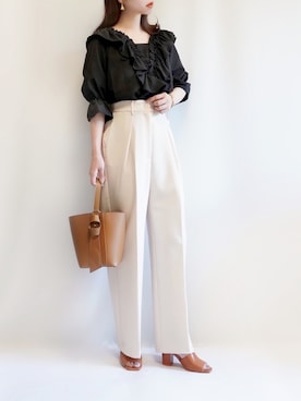 「RIVE DROITE（リヴドロワ）のニュアンスモチーフイヤリング（イヤリング）」を使った、haushinkaさん（レディース・157cm）の夏コーディネート