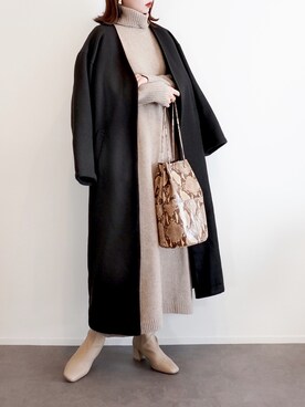 「ecrire×haushinka」｜haushinkaさん（レディース・157cm）の冬コーディネート