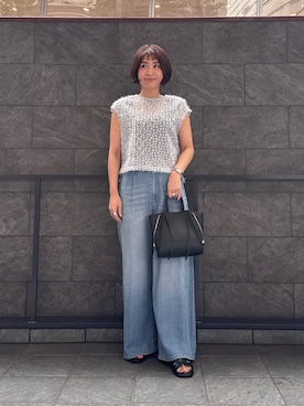 「URBAN RESEARCH ROSSO(アーバンリサーチロッソ)のサイドジップミニトート(ショルダーバッグ、ブラック系)」を使った、ERIさん(レディース・158cm)の夏コーディネート