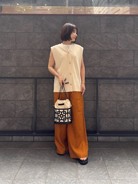 「URBAN RESEARCH ROSSO(アーバンリサーチロッソ)のクールタッチスーピマコットンフレンチTシャツ(Tシャツ/カットソー、ホワイト系)」を使った、ERIさん(レディース・158cm)の春コーディネート