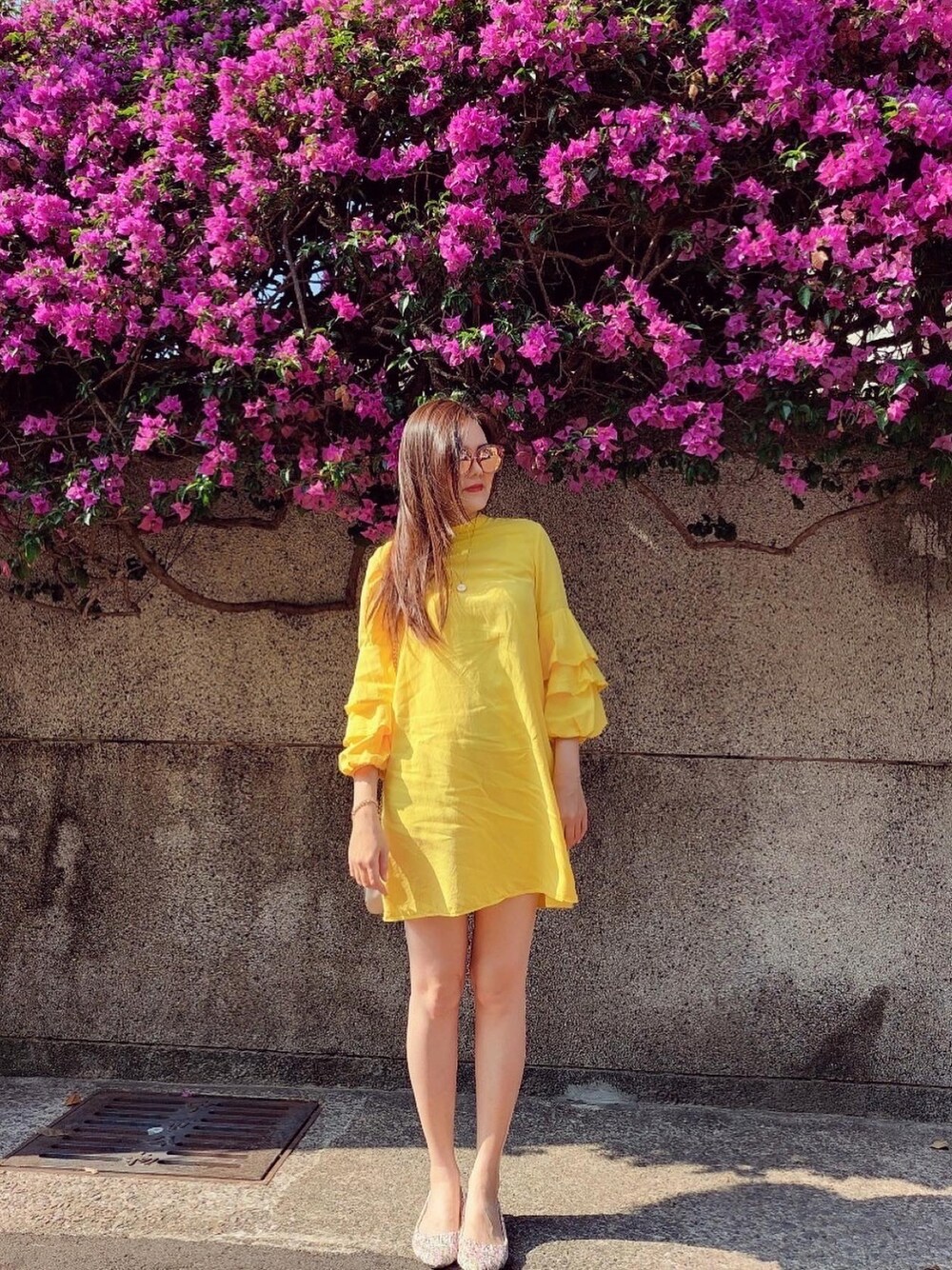 「ootd、Photoshoot、lemon、spring、ZARA、Loved、Sunnyday、shein、Magenakelly」｜「ZARAのアイテム（ドレス、イエロー系）」を使った、Biffi Fu  🇹🇼さん（レディース・166cm）の春コーディネートの1枚目の写真
