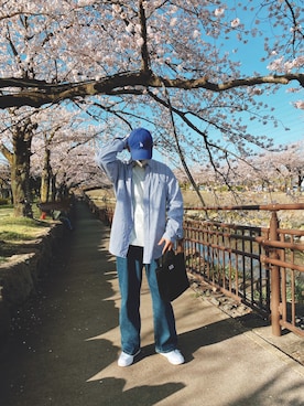 「DANTON（ダントン）のアイテム（バッグ）」を使った、nob【相互】さん（メンズ・178cm）の春コーディネート