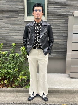 「NANO universe（ナノユニバース）のアイテム（ライダースジャケット）」を使った、Kouichi Otakeさん（メンズ・177cm）の春コーディネート