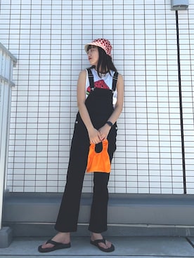 「GRL」｜「アイテム（サロペット/オーバーオール）」を使った、なつさん（レディース・166cm）の夏コーディネート