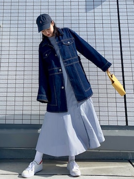 「はじめましてコーデ」｜「アイテム（デニムジャケット）」を使った、なつさん（レディース・166cm）の春コーディネート
