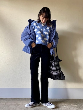 「WC（ダブル シー）のアイテム（ベスト）」を使った、なつさん（レディース・166cm）の冬コーディネート