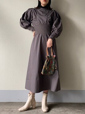 「babcode」｜「アイテム（ワンピース/ドレス）」を使った、なつさん（レディース・166cm）の冬コーディネート