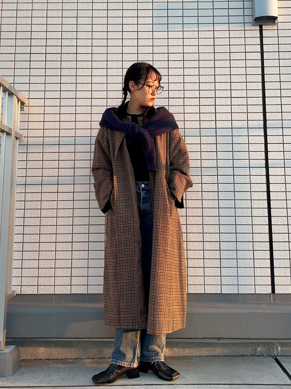 WEB限定】ガンクラブチェックオーバーコートを使った人気ファッション