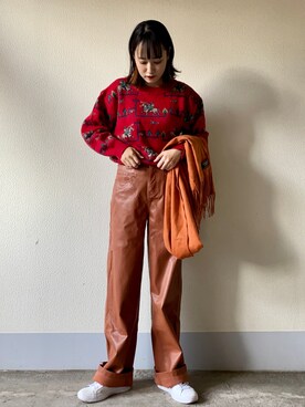 「cashmere（カシミア）のアイテム」を使った、なつさん（レディース・166cm）の冬コーディネート