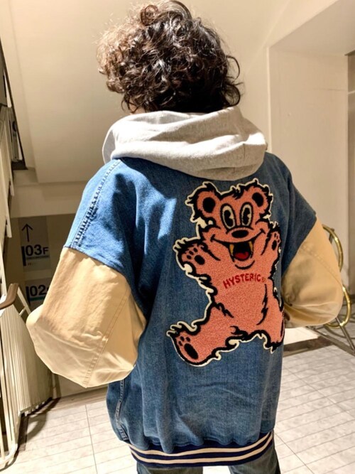 FIRE BEAR アップリケ リメイクデニムブルゾン ファイヤーベア 1641899334_500.jpg