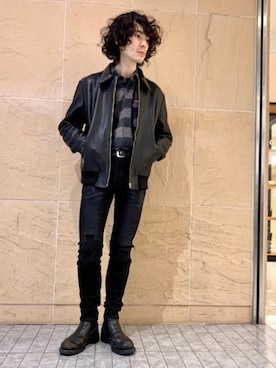 「ロックコーデ」｜「アイテム（ブルゾン）」を使った、ikechanさん（メンズ・171cm）の冬コーディネート