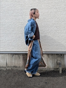 「アイテム（バンダナ/スカーフ）」を使った、tanakaさん（レディース・150cm）の秋コーディネート