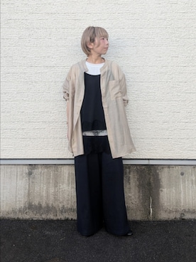 「ITEMS URBANRESEARCH（アイテムズ アーバンリサーチ）の『Sサイズあり/洗濯可』リネンレーヨンワイドパンツ（その他パンツ、ブルー系）」を使った、tanakaさん（レディース・150cm）の春コーディネート